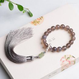 Charm Bracelets Natural Grey Agate Hand-held And Lotus With Pearl Running Ring Accessories Fashionable Simple Girls' Style