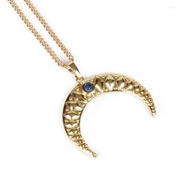 Pendant Necklaces Crescent Metal Natural Druzy Stone Gold-plating Charming Necklace For Women Trendy Statement Jewellery Anniversary Gift