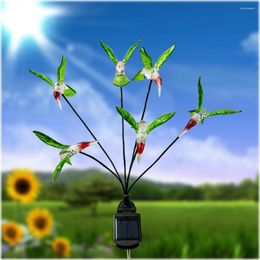 Beautiful Lawn Lamp Solar Powered Hummingbird Table 2 Lighting Modes Warm Light Waterproof For Outdoor Garden Yard