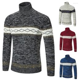 Men's Sweaters 2023 Foreign Trade Spring And Autumn Season Colour Block Sweater Korean Version Slim Fit Pullover High Collar