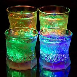 Wine Glasses Activated Multicolor LED Old Fashioned Glasses ~ Fun Light Up Drinking Tumblers - 10 oz. - Set of 4 Espresso cup Glassware Coffe 231007