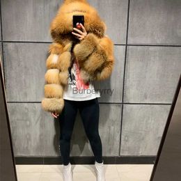 Women's Fur Faux Fur Free Shipping Short Hooded Cropped Women Real Cropped Fur Jacket Fox Fur CoatL231007