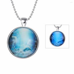 Pendant Necklaces Women Pendants Fashion Glass Cabochon Chain Statement Necklace Night Lights Glow In The Dark