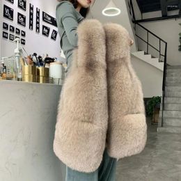 Women's Fur Women Jacket Autumn Winter Imitation Sleeveless Coat Style Elegance Warm Faux Vest Female Waistcoat Outwear V151