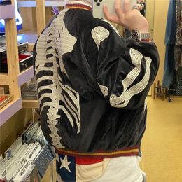 Mens Jackets KAPITAL 20AW Bone Rib Skeleton Embroidery Velvet Mens And Womens Jacket For Men Wome 231007