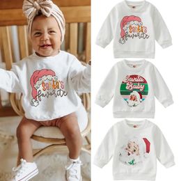 Hoodies Sweatshirts 08 15 Lioraitiin 0 3Years Toddler Baby Boy Girl Christmas Autumn Pullover Santa Letter Print Long Sleeve Sweatshirt 231007