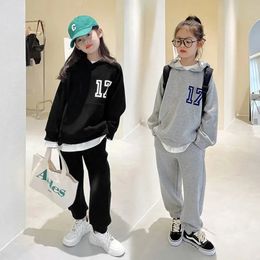 Clothing Sets Spring Autumn Unisex Casual Boys And Gilrs Hooded TopPant 2Pcs Streetwear Tracksuit 4-14Y Toddler To Teenage Kids Clothes 231006