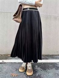 Womens pleated maxi skirts fashion autumn velvet loee Skirt dress women designer black long dresses designer clothes