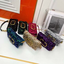 Large V Sequin Shoulder Bag High Version Beaded Embroidery Chain Small Square Bag Handheld Crossbody Small Bag