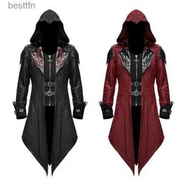 Theme Costume 2 Color Assassin Cosplay Medieval Man Streetwear Hooded Jackets Outwear Come Edward Assassins d Halloween ComeL231007
