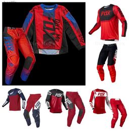 Others Apparel Red Racing 360/180 Haiz And Pant Motocross ATV Bike Off-road Automotive Gear Set Motorcycle Suit Clothing Motocross GearL231007