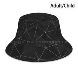 Berets Kintsugi-Silver Mesh Bucket Hat Sun Cap Kintsugi Silver Geometric Geometry Symmetrical Polygons Vectors Shape Patterns