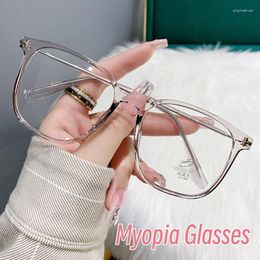 Sunglasses Trend Oversized Square Frame Myopia Glasses Blue Light Blocking Near Sight Eyeglasses Transparent Short