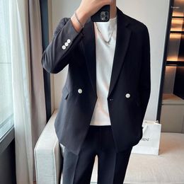 Men's Suits 2024 Solid Color Men Blazers Loose Casual Suit Jacket Business Street Wear Social Wedding Groom Blazer Masculino