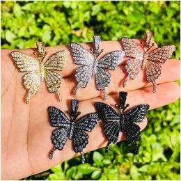 Charms 5Pcs Butterfly For Women Bracelet Making Bling Crystal Rhinestone Paved Pendants Necklace Handcraft Jewelry Accessory Drop De Otaot