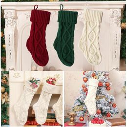 Christmas Decorations 14.6 Inches Stockings Knitted Double-Sided Fireplace Hanging Decoration Family Ornaments Navidad