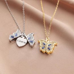 Pendant Necklaces Fashion Butterfly Necklace For Women I Love You Can Open Women's Jewelry Accessories