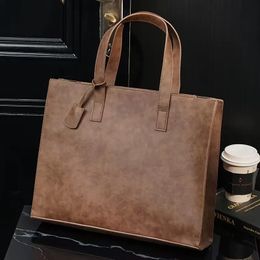 Evening Bags Luxury Soft Leather Handbag For Men Vintage Large Capacity Tote Bag Weekend Male Shoulder Messenger Casual Crossbody 231006
