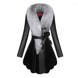 Women's Fur Leather Coat For Women Medium Length Cotton Slim And PU Imitation Collar Adult Style