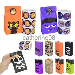 Gift Wrap Halloween Pumpkin Ghost Stickers Packaging Sealing Label Sticker Halloween Cat Spider Monster Paper Food Bag Candy Gift Bag x1007