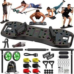 PushUps Stands LALAHIGH Portable Home Gym System Large Compact Push Up Board Pilates Bar 20 Fitness Accessories with Resistance Bands 231007