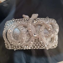 Evening Bags Elegant Red Crystal Bridal Wedding Clutch Luxury Big Women Clutches Bag Ladies Party Dinner Purses 231007