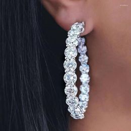 Hoop Earrings Trendy Earring Grown Diamond Real 925 Sterling Silver Party Wedding For Women Bridal Engagement Jewelry Gift