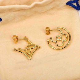2023 Luxury quality Charm drop earring with round and rhombus shape design in 18k gold plated hollow shape PS4574A