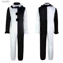 Theme Costume Halloween Cosplay Come Movie Art The Clown Clothes Set Clown Horror Dress Jumpsuit Party Suits Women Men Black White BodysuitL231007