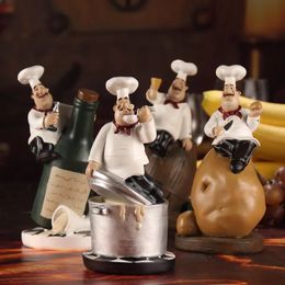 Decorative Objects Figurines Creative Chef Figurine Resin Gourmet Cook Miniature Gift Craft Knickknack Ornament Home Decor Art Collectible 231007