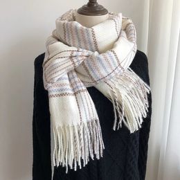 Scarves style Pashmina plaid womens scarf thickened warm tassel shawl neck in autumn and winter 231007