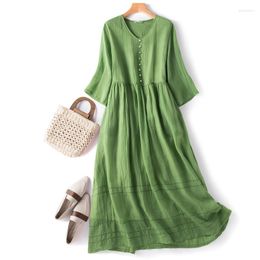 Party Dresses Elegant Solid Maxi Dress Women Vintage Short Sleeve Summer Casual Harajuku Sundress Loose Cotton Pocket Long