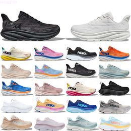 hoka one mens womens running shoes Clifton 9 Bondi Q Triple Black White Passion Fruit Cyclamen Shifting Sand Airy Blue outdoor sports trainers sneakersHY