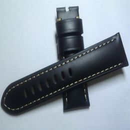 New 24mm Mens Black Brown Leather Watchband crocodile texture First class quality 249S
