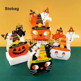 Gift Wrap StoBag 10pcs Happy Halloween Candy Packaging Gift Box Decoration Kids Child Handmade Event Party Favour Holiday Trick Or Treat x1007