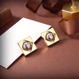 Stud Earrings 2023 Square Inlaid Hemispherical Contrast For Women Party Personalised Avant-Garde Cool High-Quality Jewelry.