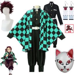 Anime Demon Slayers Tanjirou Kamado Cosplay Kimetsu No Yaiba Costume Uniform Haori Kimono Suit Halloween Clothes Adult Childcosplay