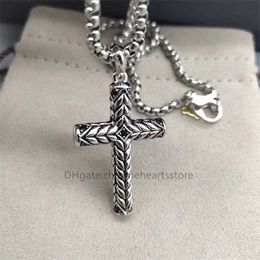 Collana con croce in argento sterling da donna, design Chevron di lusso per collane in gioielli con ciondolo in argento