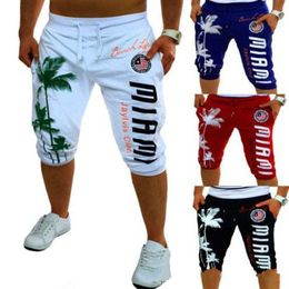 Summer Shorts Mens Tights Compression Palm Print Design Bermuda Short Men Homme Shorts Black Grey M-XXL3056