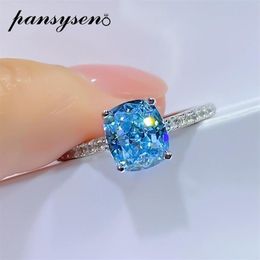 Arrival 100% 925 Sterling Silver Aquamarine Simulated Moissanite White Gold Colour Wedding Rings Fine Jewellery Gifts Cluster230Q