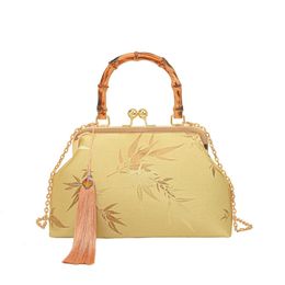 Chinese style bag worn with cheongsam, Hanfu, gold bag, handbag, bamboo knot 231007