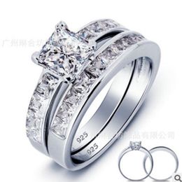 New Real 925 Sterling Silver Wedding Ring Set for Women Silver Wedding Engagement Jewelry Whole N64272I