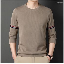 Men's Sweaters Autumn Winter Men Simple Long Sleeve Sweater Korean Stripe Business Casual Basic Versatile Knitted Bottoming Pullovers Tops