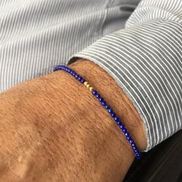 Lapis bracelet Strands for Men lazuli Bead Bracelet Gold Hematite Mens Blue Stone2445