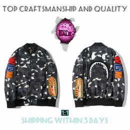 Top Craftsmanship Mens jackets Shark mens Star Spots designers coat Varsity co-branding Stylist storm ghosts Military style Camouf194M