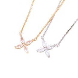 Necklace Tiffanyes Designer Luxury Fashion WomenT Family High-end V-gold Four Leaf Grass Horse Eye Precision Production Fashion Necklace