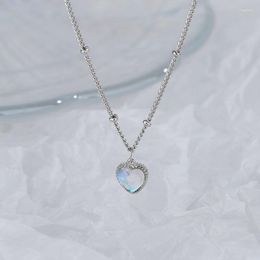 Chains FoYuan Silver Color Korean Style Colorful Heart Shaped Bead Pendant Necklace For Women's Summer Design Sense Hip Hop Jewelry