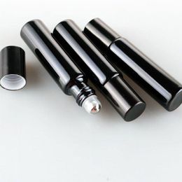 5ML 10ML Black UV Essential oil Roll On Bottle Vials with steel metal roller ball for perfume fast shipping F438 Hdkkk