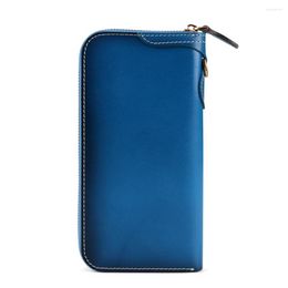 Wallets Genuine Leather Wallet Men Women Clutch Bag Zipper Cowhide Card Holder Purse Long Coin