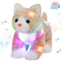 Plush Dolls Cute Kawaii Doll Toys 35cm Throw Pillows Kitty Cat with Musical LED Stuffed Animals Gift For Girls Kids Lullaby 231007